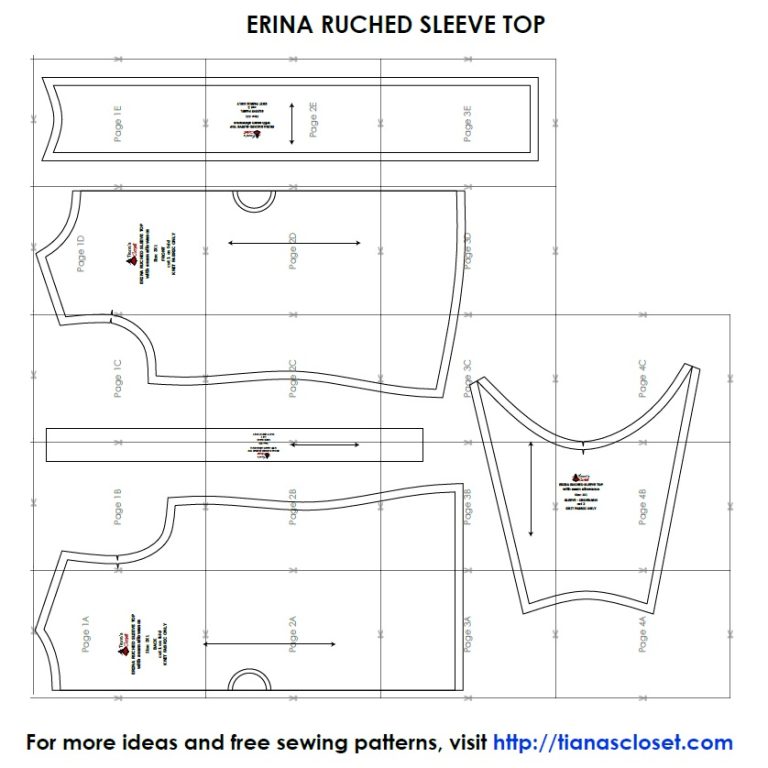 Erina ruched sleeve tee – Free PDF sewing pattern – Tiana's Closet