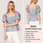 Gina puffed sleeve top - Free PDF sewing pattern