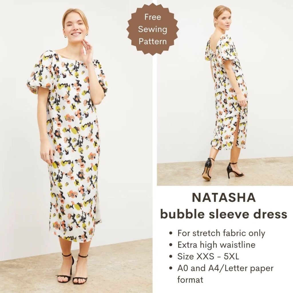 Natasha bubble sleeve dress - free PDF sewing pattern