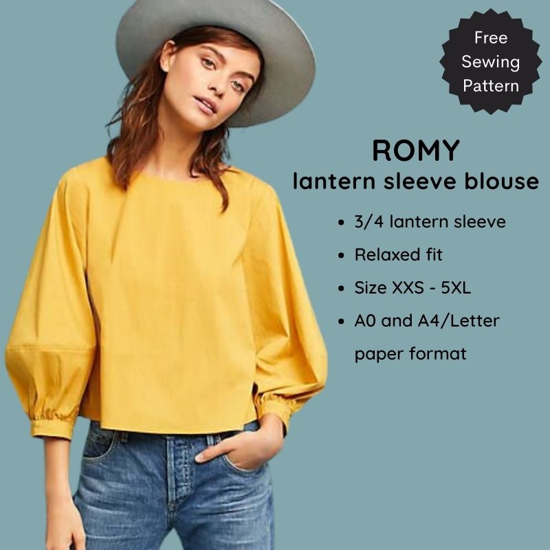 Romy lantern sleeve blouse - Free PDF sewing pattern