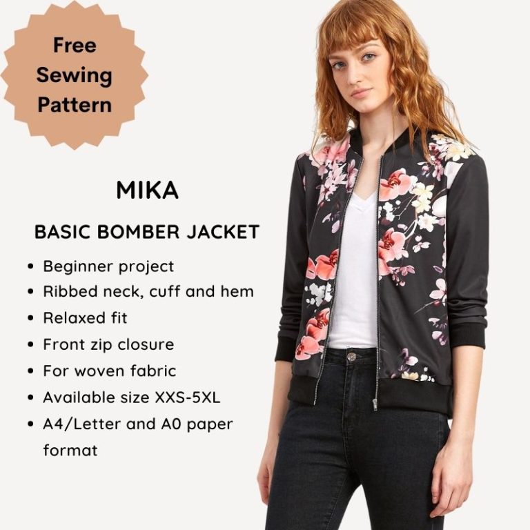 Mika basic bomber jacket - Free PDF sewing pattern
