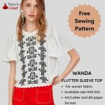 Wanda flutter sleeve top free PDF sewing pattern