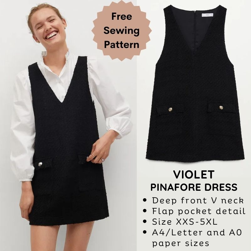Violet pinafore dress free pdf sewing pattern