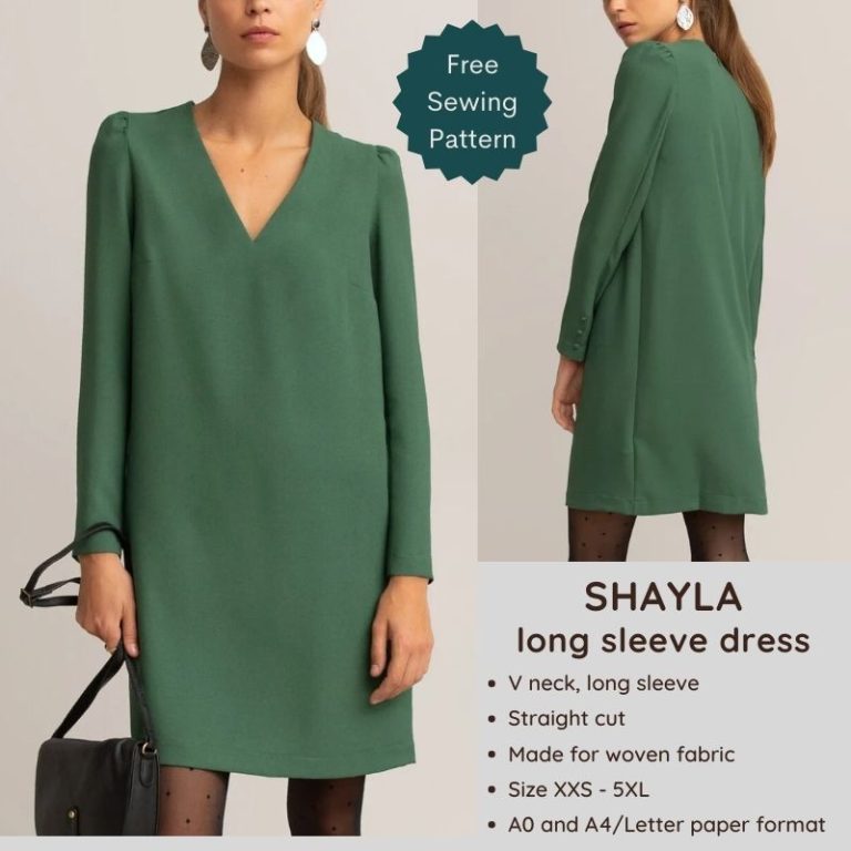 Shayla V neck tunic dress - Free PDF sewing pattern