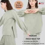 Mariam mock neck hi low top - Free PDF sewing pattern