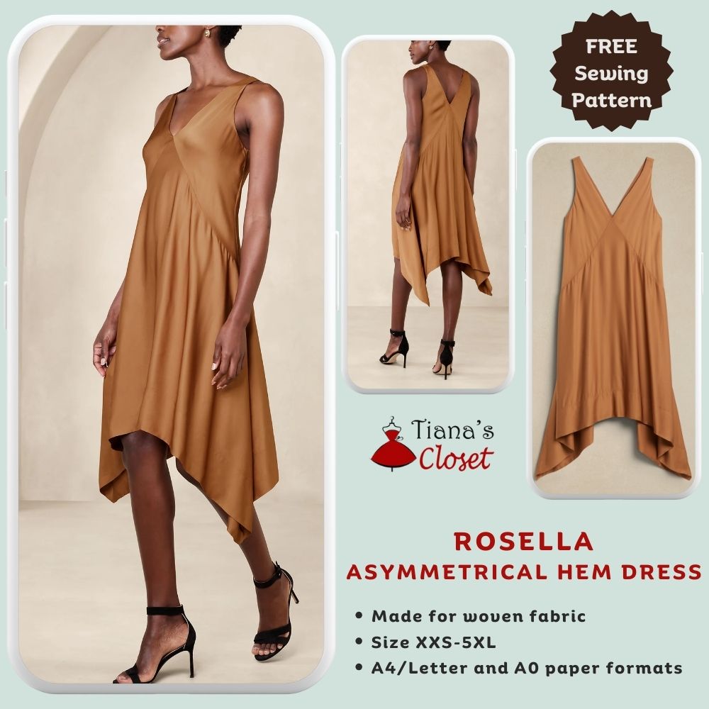 Rosella asymmetrical hem dress - PDF sewing pattern