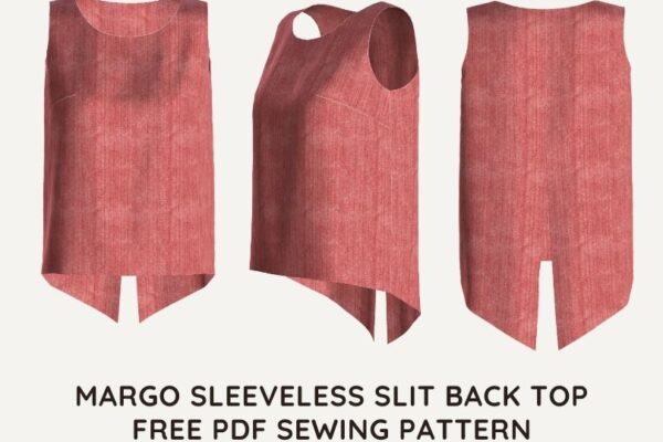 Margo sleeveless back slit top free PDF sewing pattern