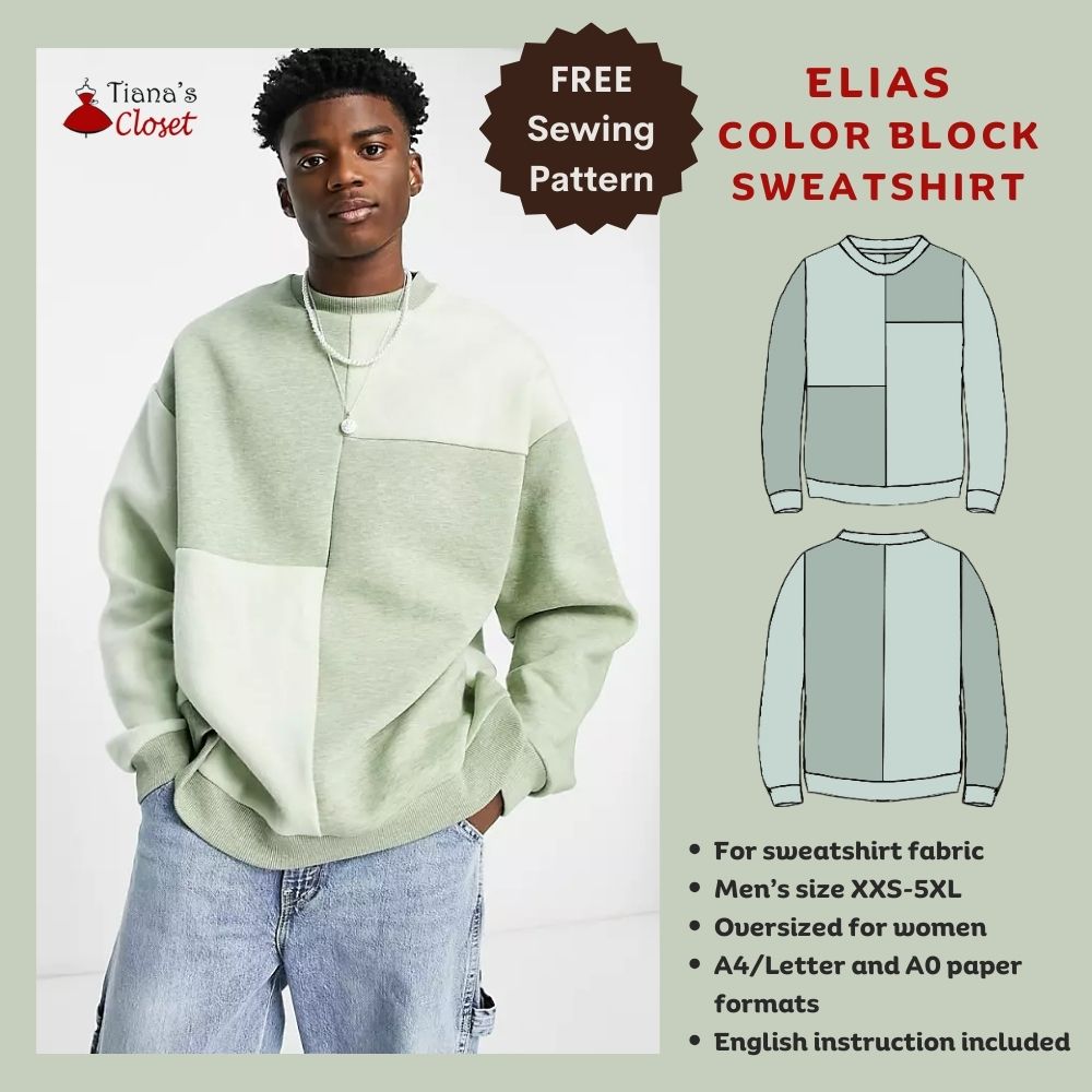 ELIAS BLOCKED SWEATSHIRT FREE SEWING PATTERN FOR MEN