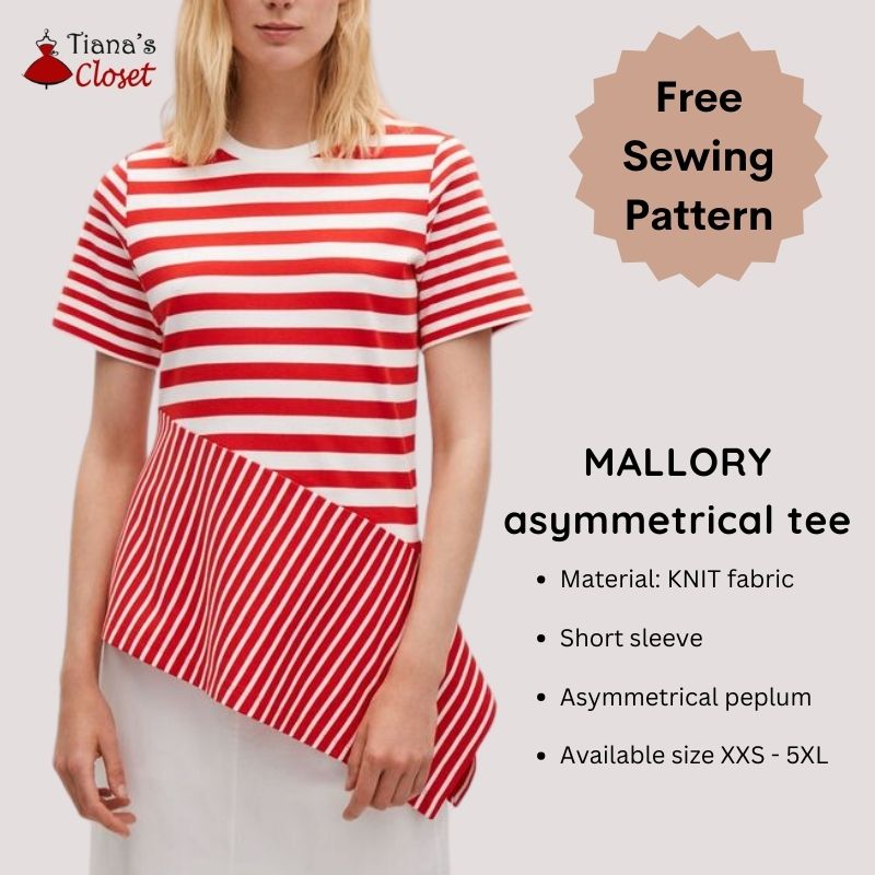 Mallory asymmetrical tee free pdf sewing pattern