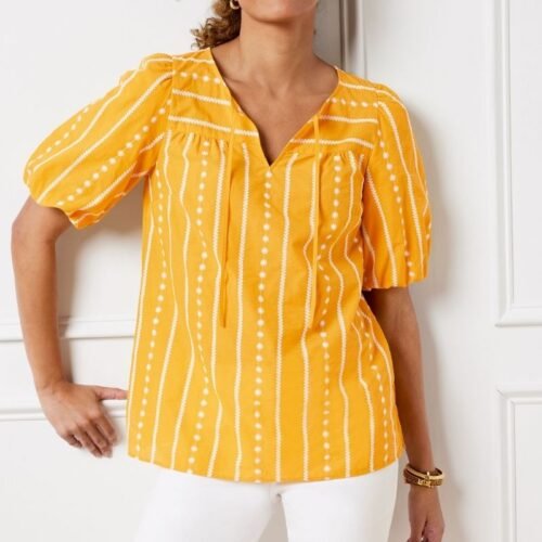 Paloma split neck puff sleeve blouse - Image 2