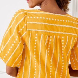 Primrose Park Sandy Tropical Print Slit Neck Blouse Carnation Turquoise