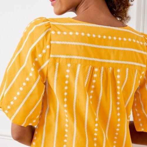 Paloma split neck puff sleeve blouse - Image 3