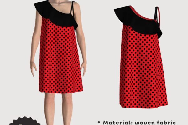 Aurora asymmetrical ruffle dress - Free PDF sewing pattern