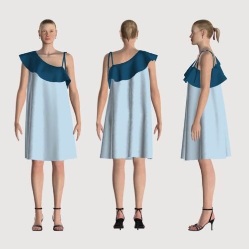 Aurora asymmetrical ruffle dress - Free PDF sewing pattern