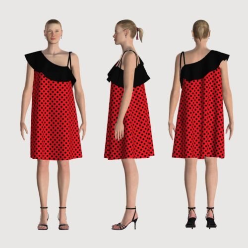 Aurora asymmetrical ruffle dress - Free PDF sewing pattern