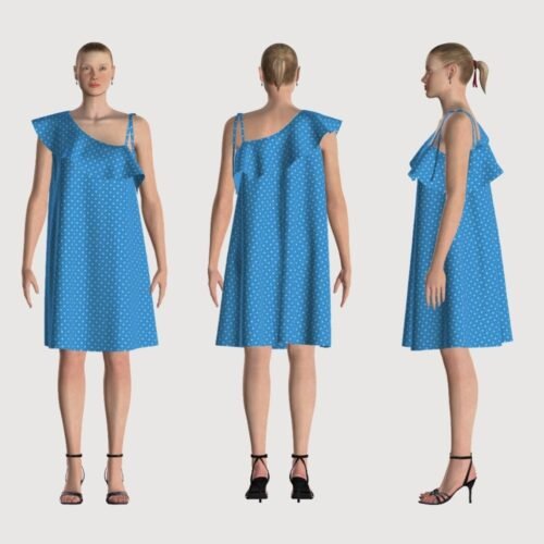 Aurora asymmetrical ruffle dress - Free PDF sewing pattern