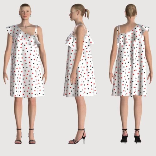 Aurora asymmetrical ruffle dress - Free PDF sewing pattern
