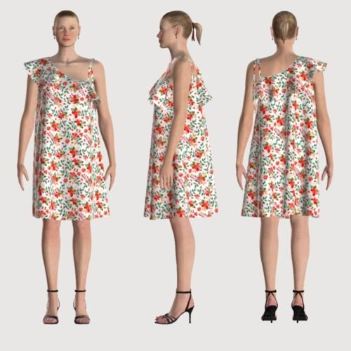 Aurora asymmetrical ruffle dress - Free PDF sewing pattern