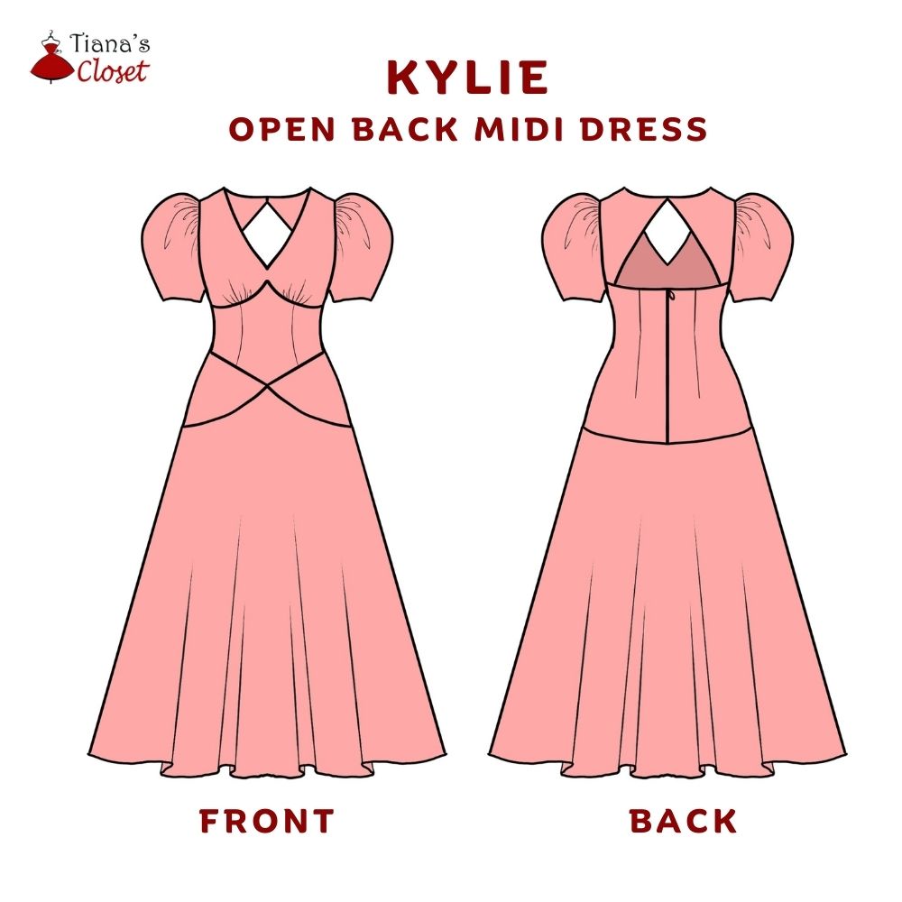 Kylie open back midi dress - Free PDF sewing pattern