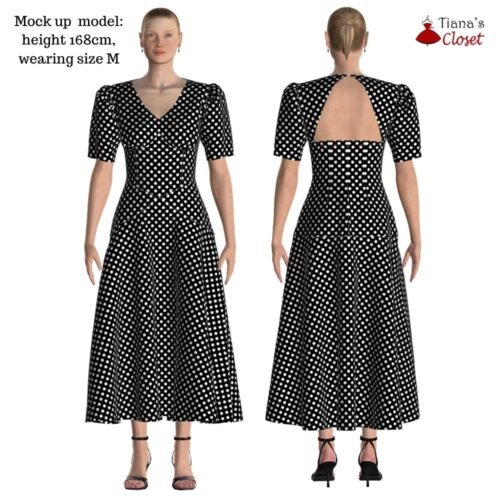 Kylie open back midi dress - Free PDF sewing pattern