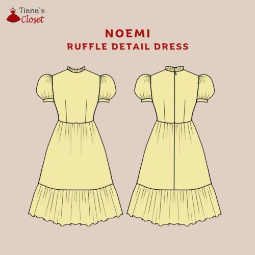 Noemi ruffle neck midi dress