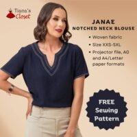 Janae notched neckline blouse - Free PDF sewing pattern