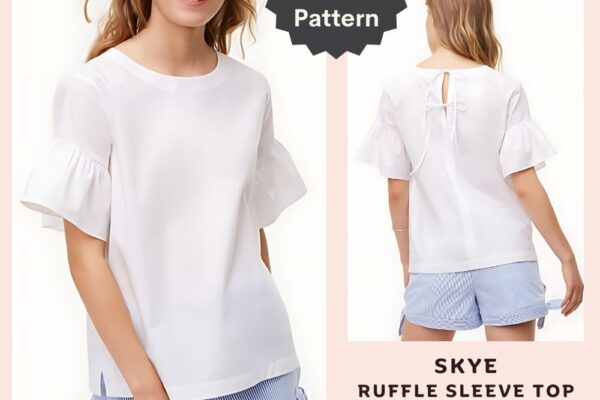 Skye ruffle sleeve top free PDF sewing pattern