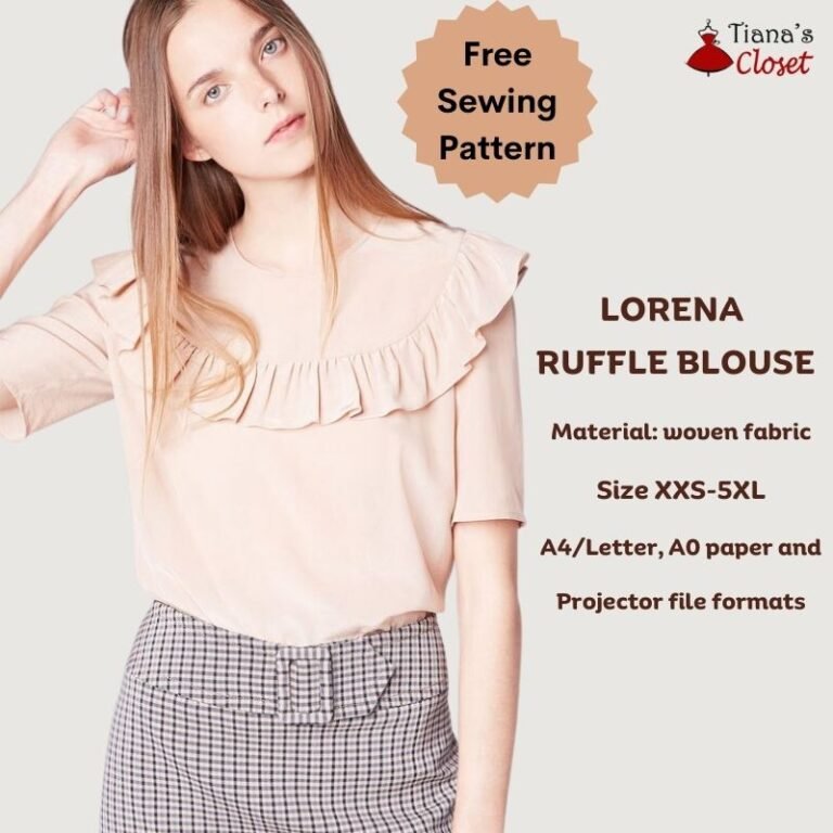 Lorena ruffle trim blouse – Free PDF sewing pattern – Tiana's Closet
