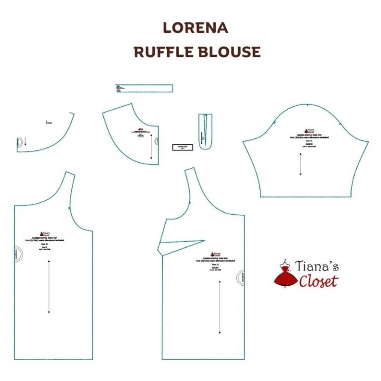 Lorena ruffle trim blouse – Free PDF sewing pattern – Tiana's Closet
