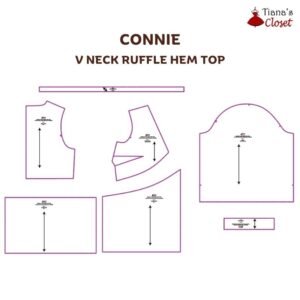 Connie V neck ruffle hem top – Free PDF sewing pattern – Tiana's Closet