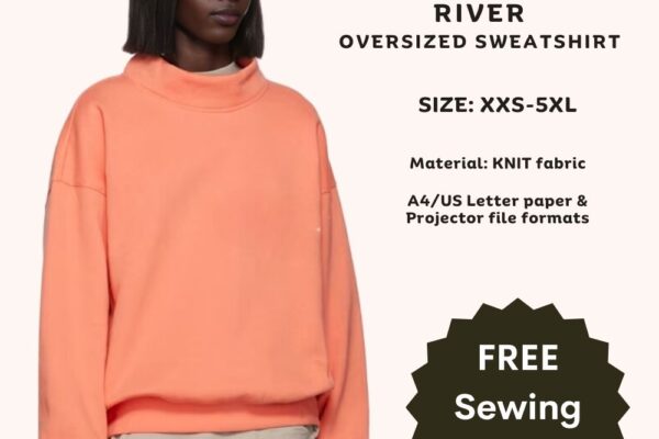 River oversized sweatshirt free PDF sewing pattern