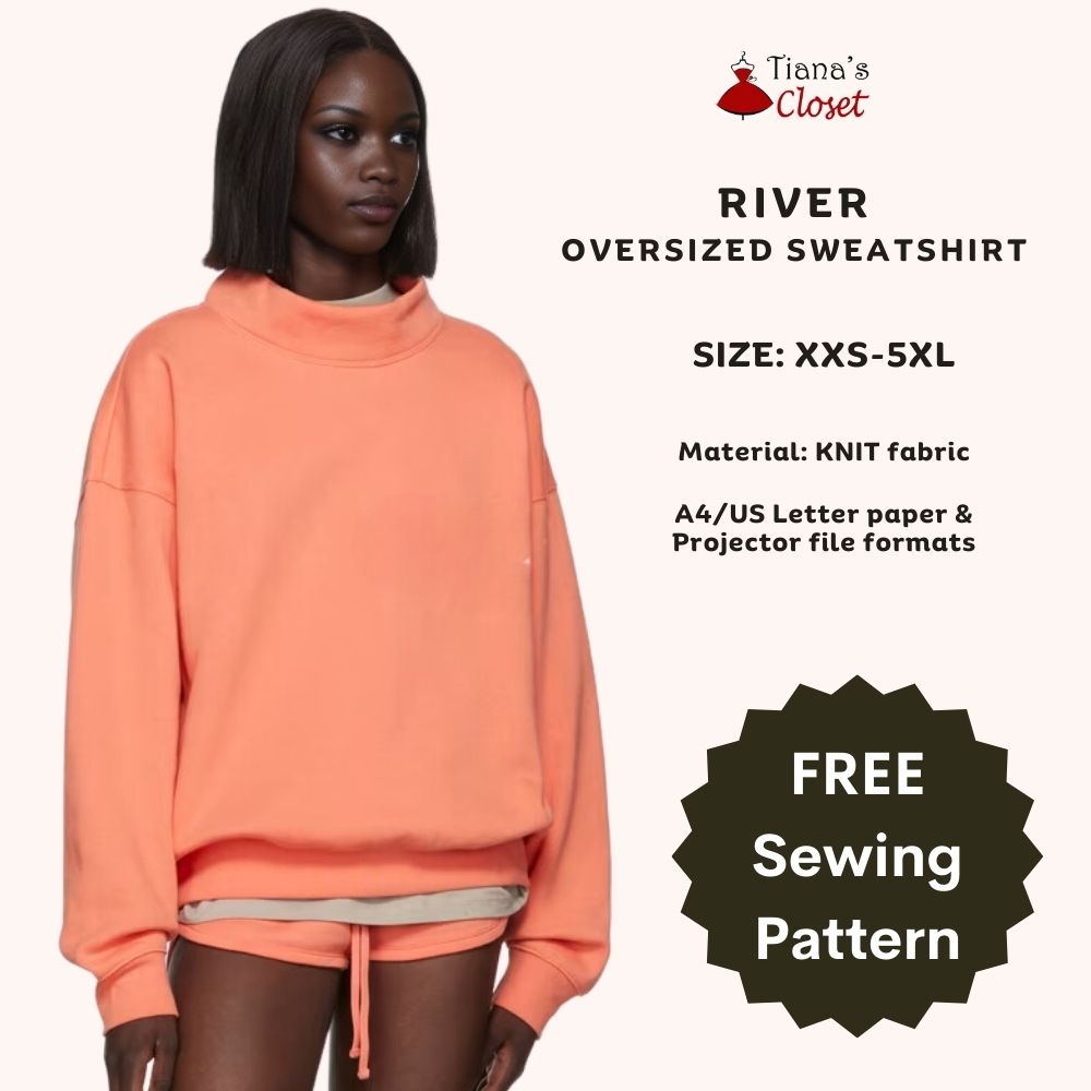 River oversized sweatshirt free PDF sewing pattern