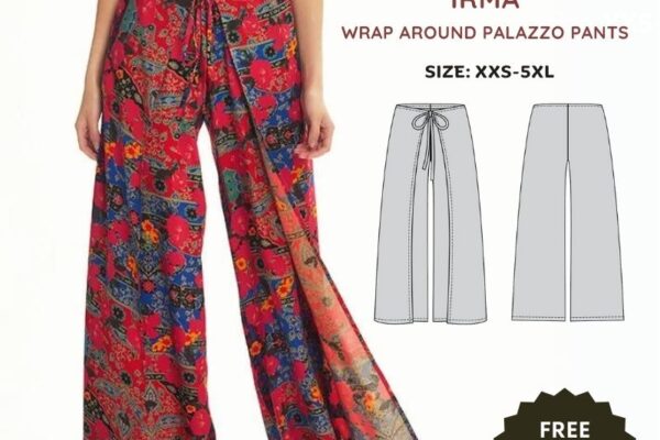 Irma wrap around palazzo pants - Free PDF sewing pattern