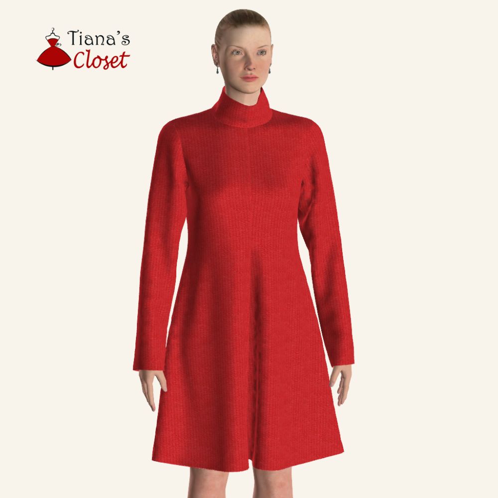 Alira funnel neck knit dress Free PDF sewing pattern