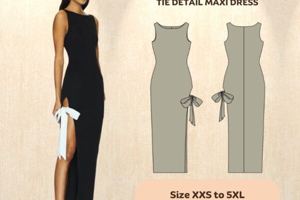 Lorenza tie detail knit maxi dress - Free PDF sewing pattern