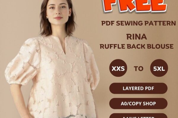 Rina puffed sleeve ruffle back blouse