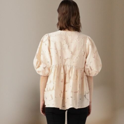 Rina puffed sleeve ruffle back blouse