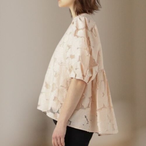 Rina puffed sleeve ruffle back blouse