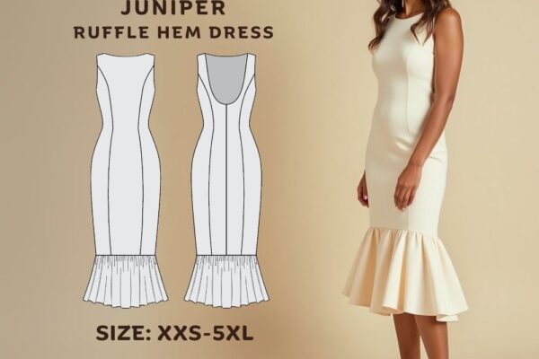 Juniper ruffle hem midi dress - Free PDF sewing pattern