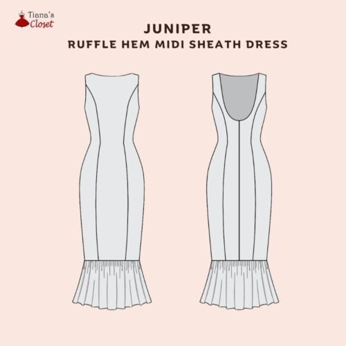 Juniper ruffle hem midi dress - Free PDF sewing pattern