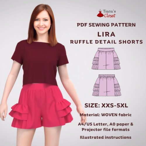 Lirahalf elastic waist ruffled side shorts