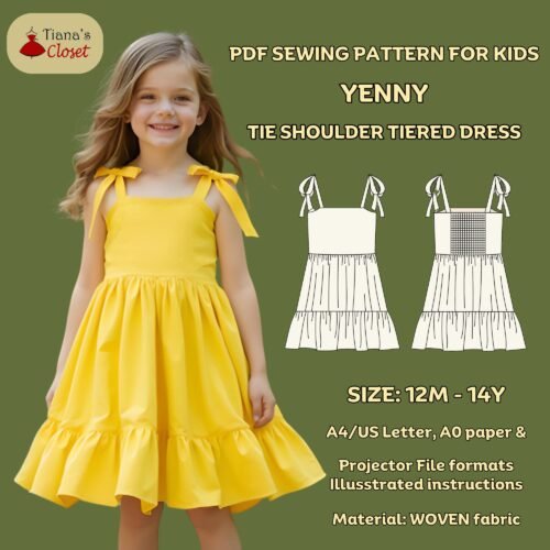 Yenny tie shoulder tiered dress