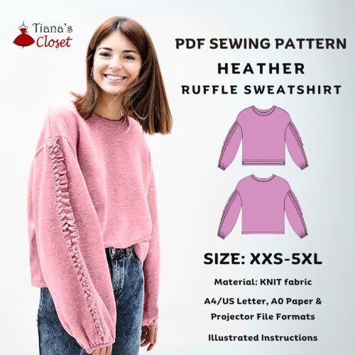 Heather ruffle sleeve sweatshirt