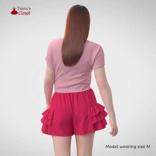 Lirahalf elastic waist ruffled side shorts - Image 4