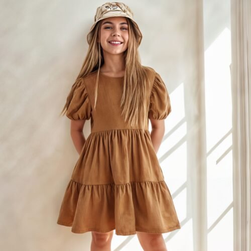 Danika puffed sleeve tiered dress (kids) - Image 3