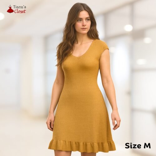 Delphin cap sleeve ruffle hem knit dress - Image 3