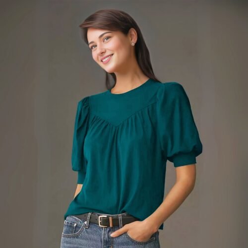 Petra V yoke puff sleeve knit top - Image 3