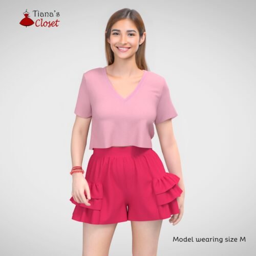 Lirahalf elastic waist ruffled side shorts - Image 5