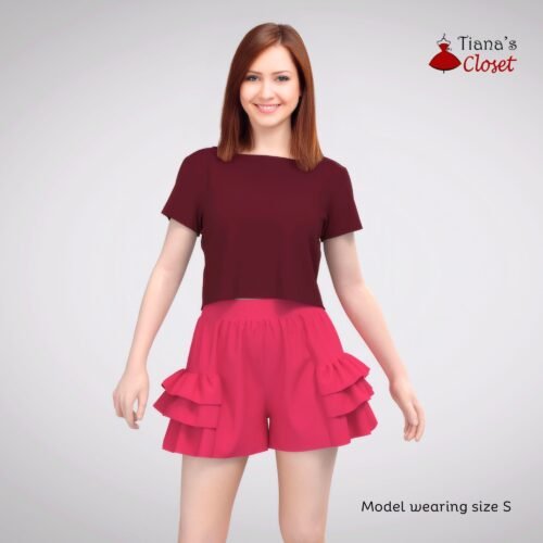 Lirahalf elastic waist ruffled side shorts - Image 3