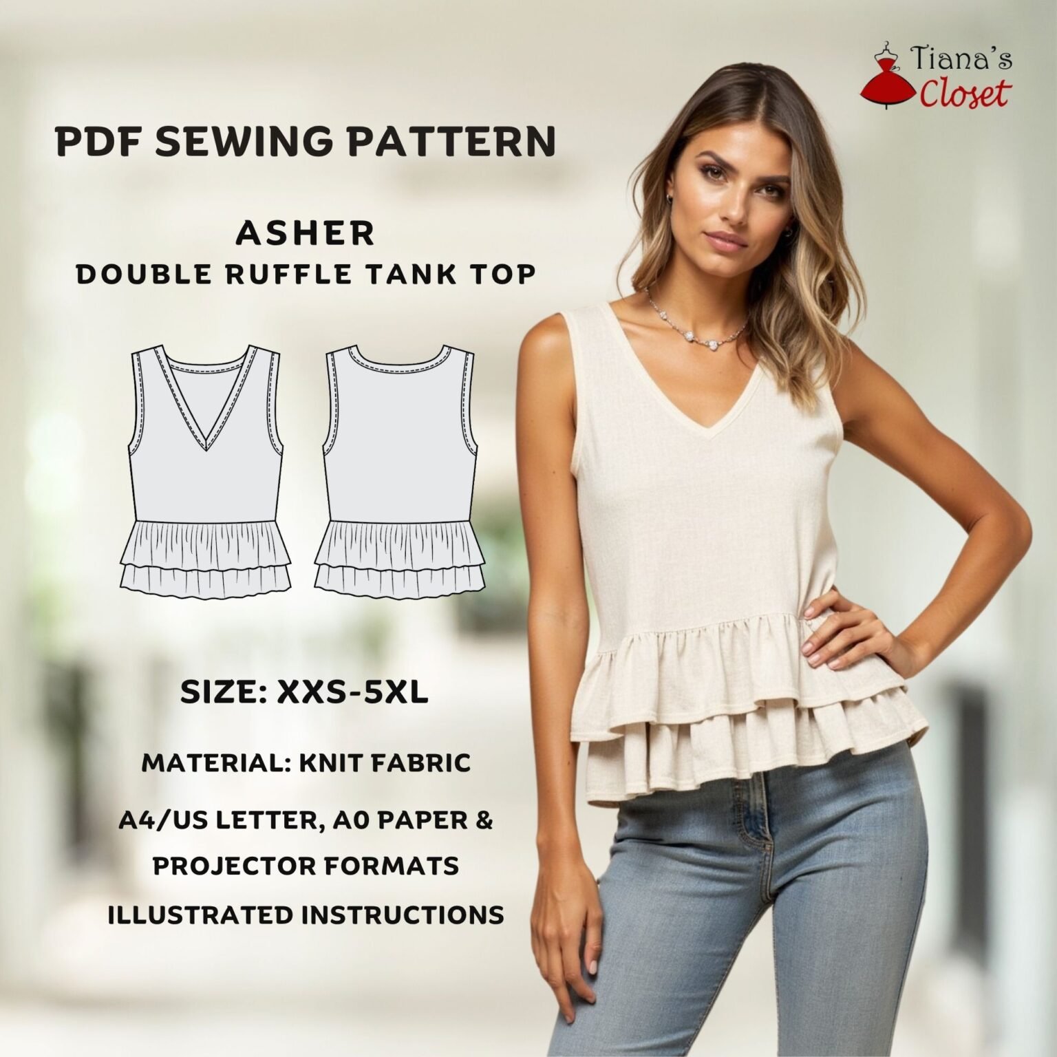 Asher double ruffle hem top – Tiana's Closet